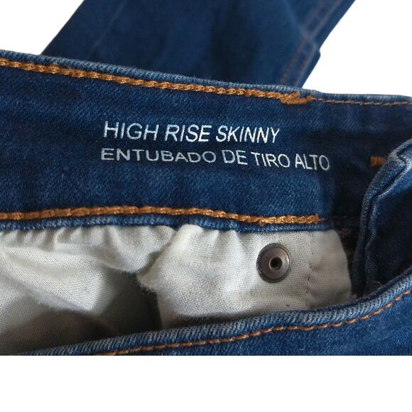 Wild Fable Dark Indigo Denim Skinny Jeans High Rise Thrashed Size 8 - Picture 7 of 9